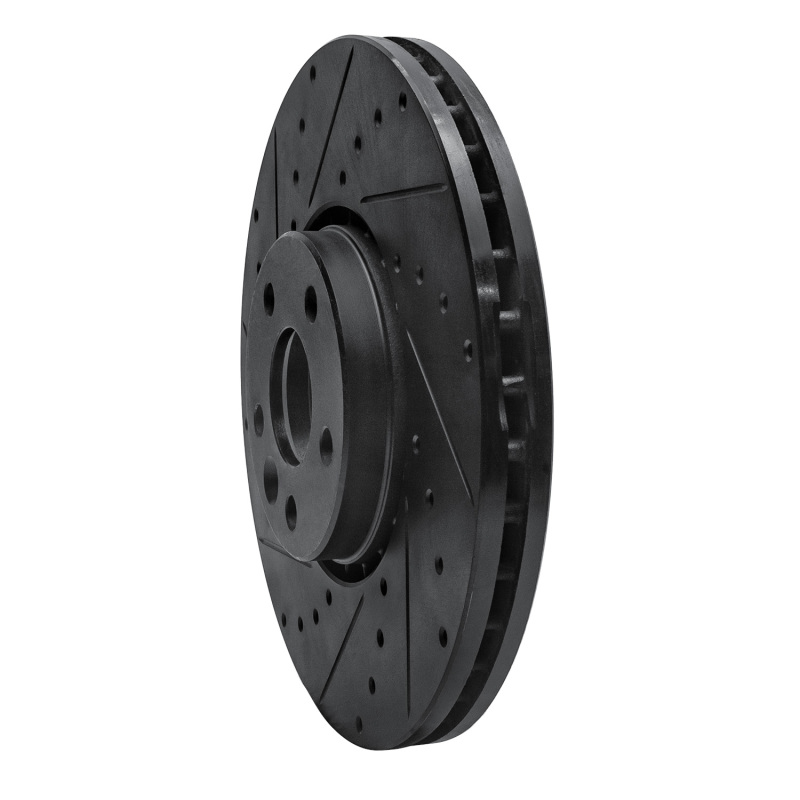 Volvo XC60 Brake Rotor (1) - Front Left - R1 Concepts - Drilled & Slotted - Black - `10-`16